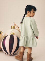 Blue Christmas Reindeer Applique Long Sleeve Sweat Dress (3mths-7yrs) - Image 3 of 4