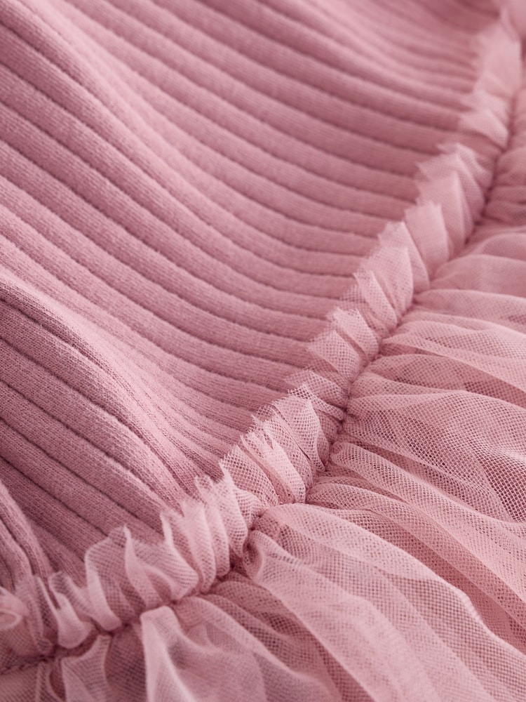 Mauve Purple Fairy Long Sleeve Ribbed Mesh Dress (3mths-7yrs) - Image 8 of 8 Mauve Purple Fairy Long Sleeve Ribbed Mesh Dress (3mths-7yrs) - Image 8 of 8