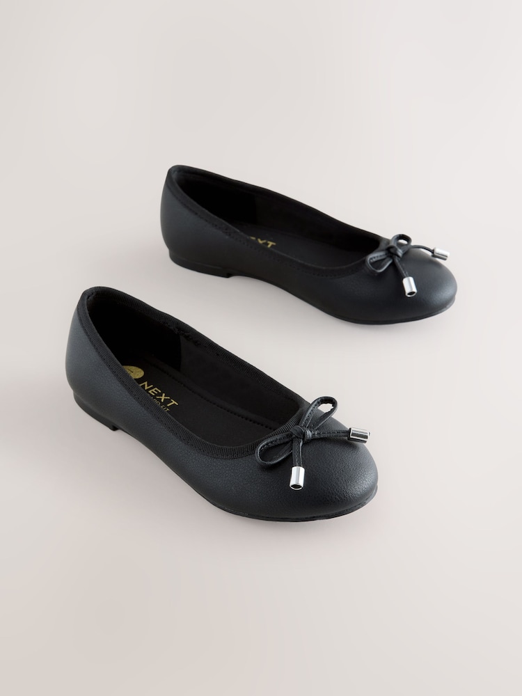 Black Matte Standard Fit (F) Ballerina School Shoes - Image 1 of 5