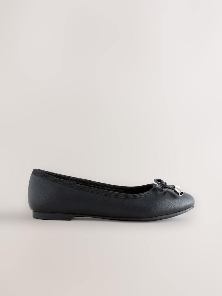 Black Matte Standard Fit (F) Ballerina School Shoes - Image 2 of 5