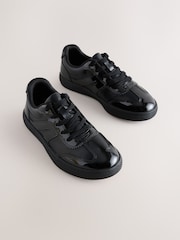Black Patent Leather Standard Fit (F) Retro Trainers - Image 1 of 5