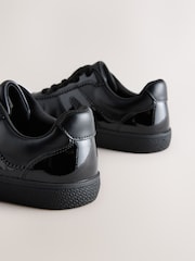 Black Patent Leather Standard Fit (F) Retro Trainers - Image 5 of 5