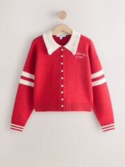 Red/Ecru Tipped Supersoft Bomber Cardigan - Image 4 of 6