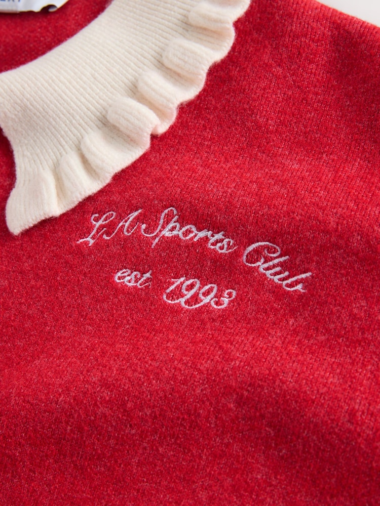 Red/Ecru Tipped Supersoft Bomber Cardigan - Image 6 of 6