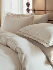 White Christmas Wishes Embroidery 200 Thread Count Sateen Duvet Cover and Pillowcase Set - Image 1 of 6