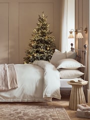 White Christmas Wishes Embroidery 200 Thread Count Sateen Duvet Cover and Pillowcase Set - Image 3 of 6