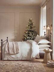 White Christmas Wishes Embroidery 200 Thread Count Sateen Duvet Cover and Pillowcase Set - Image 4 of 6