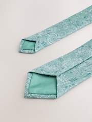 Green Paisley Tie and Lapel Pin Set - Image 3 of 4