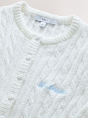 White Slim Cable Knit Towelling Cardigan - Image 6 of 7
