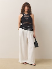 Black Crochet Halter Neck Vest Top - Image 4 of 4
