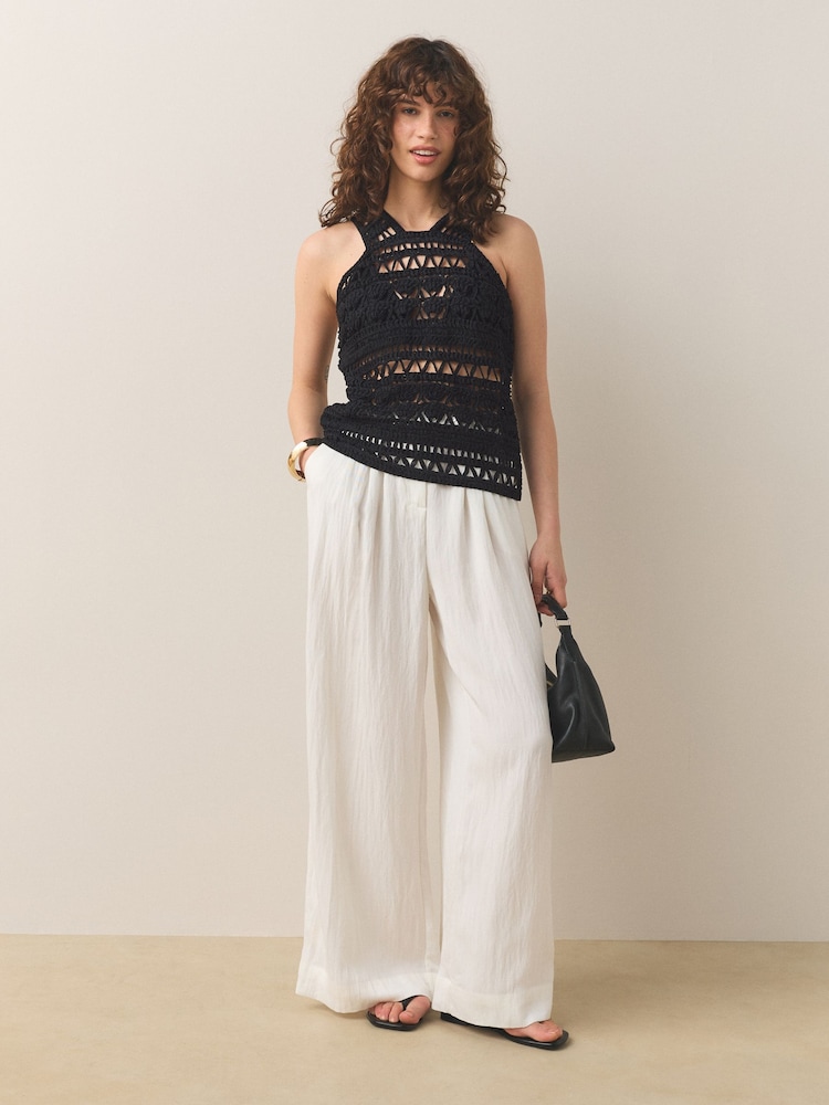 Black Crochet Halter Neck Vest Top - Image 4 of 4 Black Crochet Halter Neck Vest Top - Image 4 of 4