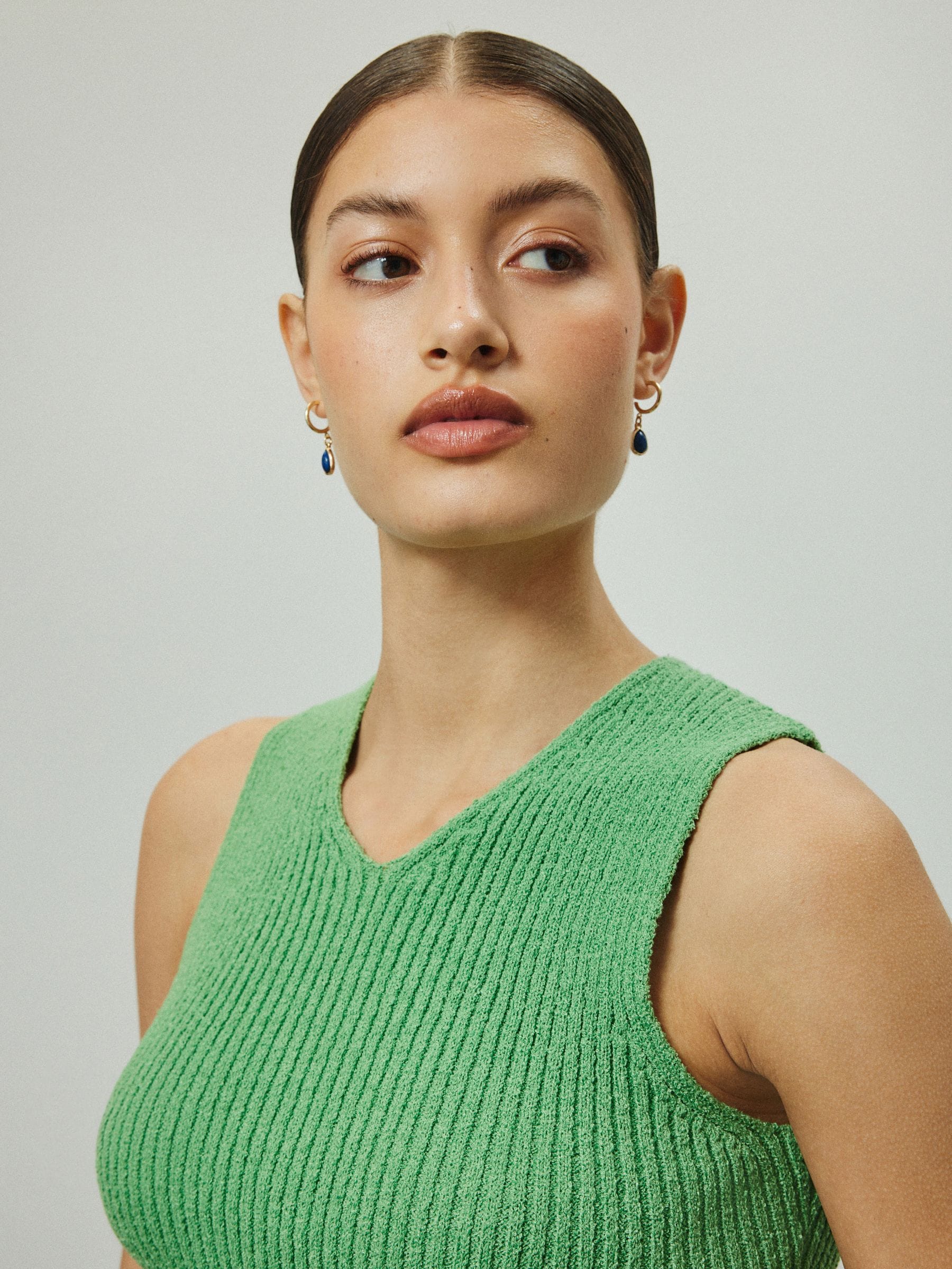 Buy Green Towelling Knit V-Neck Vest Top from Next USA