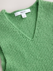 Green Towelling Knit V-Neck Vest Top - Image 6 of 7