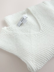 White Towelling Knit V-Neck Vest Top - Image 2 of 3