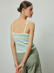 De rayas en azul/amarillo - Pointelle Camisole Vest Top - Imagen 3 de 7