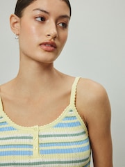 De rayas en azul/amarillo - Pointelle Camisole Vest Top - Imagen 4 de 7