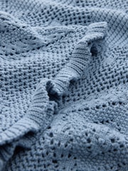Light Blue Heart Crochet 100% Cotton Vest Top - Image 6 of 7