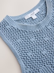 Light Blue Heart Crochet 100% Cotton Vest Top - Image 7 of 7