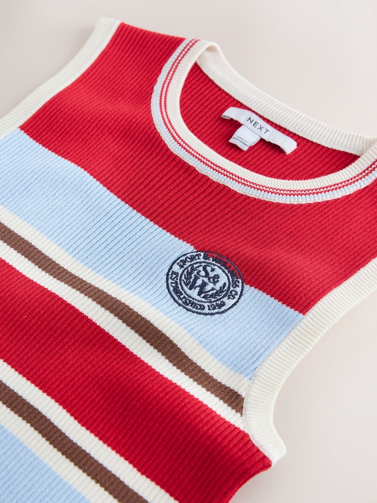 Red/Blue Stripe Ribbed Vest Top - Image 3 of 3
