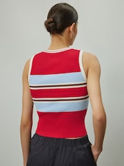 Red/Blue Stripe Ribbed Vest Top - Image 4 of 8