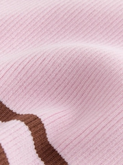 Pink/Chocolate Brown Embroidery Ribbed Vest Top - Image 2 of 3