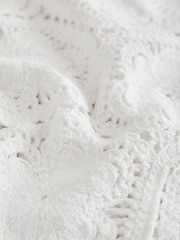 白色 - 鉤針編織花卉風背心 - 圖片 8，共 8