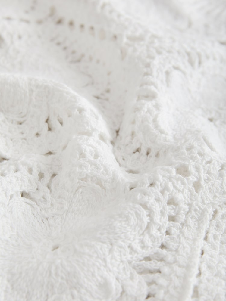 白色 - 鉤針編織花卉風背心 - 圖片 8，共 8