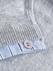 Grey Stripe Short Sleeve Layered Polo Top - Image 7 of 8