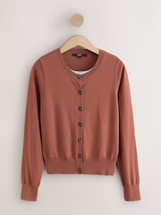 朱古力啡色/藍色 - Soft Touch Cotton Rich Open Layer Cardigan - 圖片 1/3