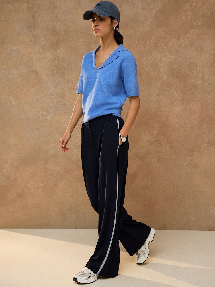 Blue Supersoft Short Sleeve Open Neck Polo Top - Image 2 of 7 Blue Supersoft Short Sleeve Open Neck Polo Top - Image 2 of 7