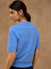Blue Supersoft Short Sleeve Open Neck Polo Top - Image 3 of 7