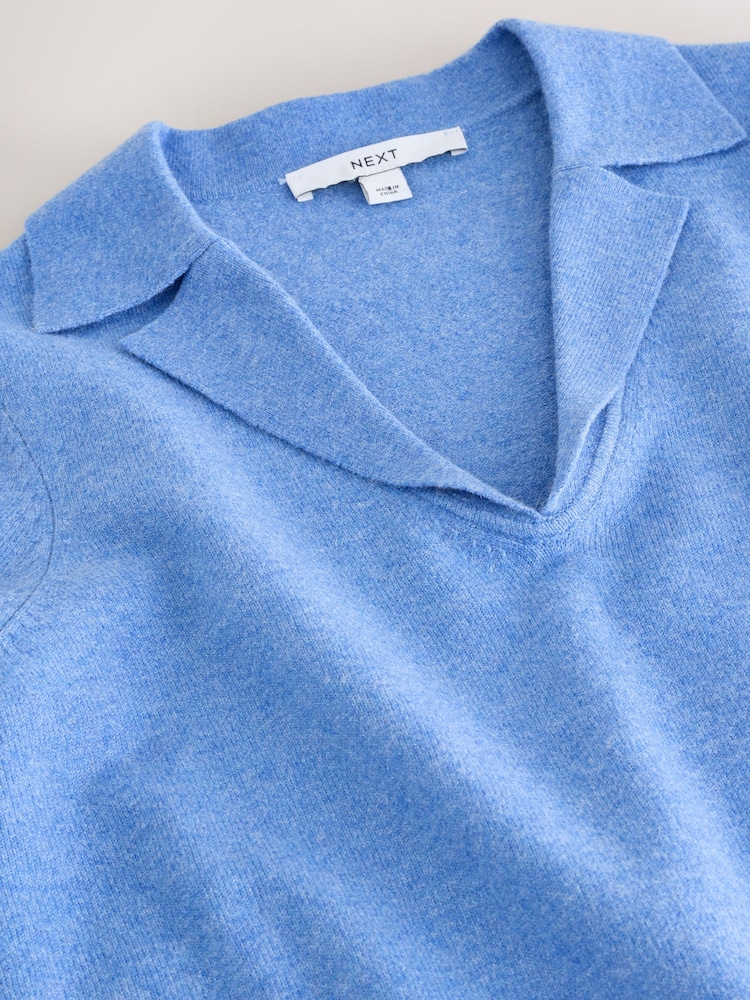 Blue Supersoft Short Sleeve Open Neck Polo Top - Image 7 of 7 Blue Supersoft Short Sleeve Open Neck Polo Top - Image 7 of 7