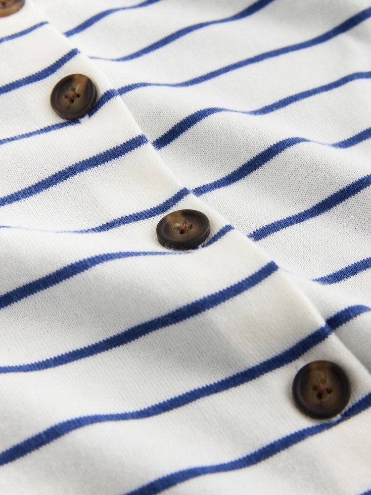 米麻色／海軍藍色條紋 - Soft Touch Cotton Rich Open Layer Cardigan - 圖片 7/7