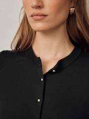 Black Soft Touch Cotton Rich Crew Neck Cardigan - Image 4 of 7