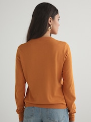 Orange Soft Touch Cotton Rich Crew Neck Cardigan - Image 4 of 8