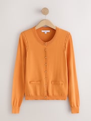 Orange Soft Touch Cotton Rich Crew Neck Cardigan - Image 6 of 8