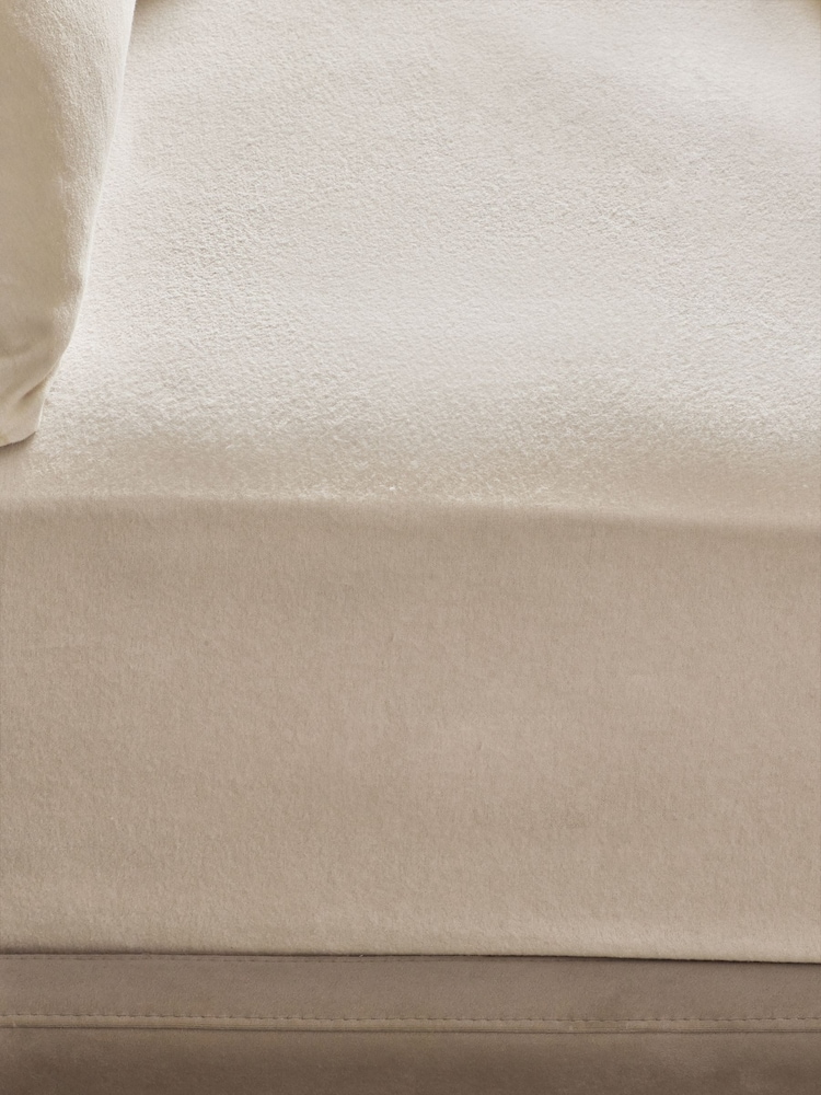 Ivory Brushed Cotton Supersoft Extra Deep Fitted Sheet - Image 2 of 2 Ivory Brushed Cotton Supersoft Extra Deep Fitted Sheet - Image 2 of 2