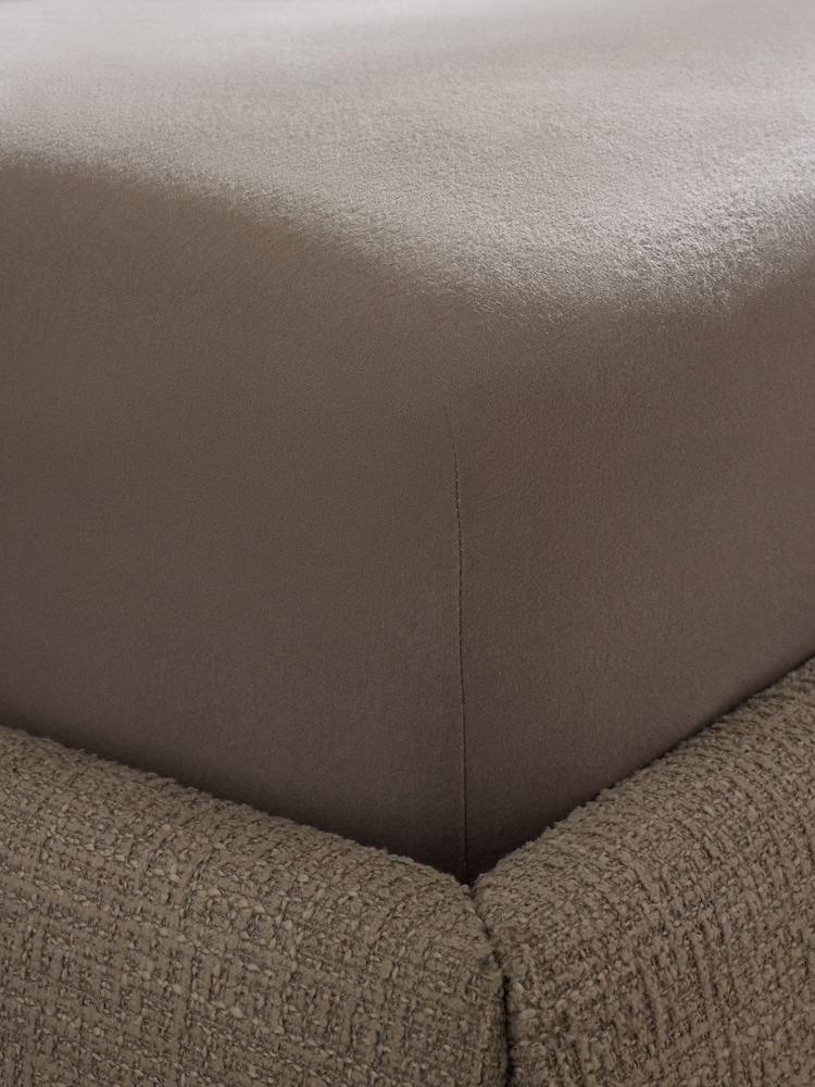 Dark Natural Brushed Cotton Supersoft Deep Fitted Sheet - Image 2 of 2 Dark Natural Brushed Cotton Supersoft Deep Fitted Sheet - Image 2 of 2