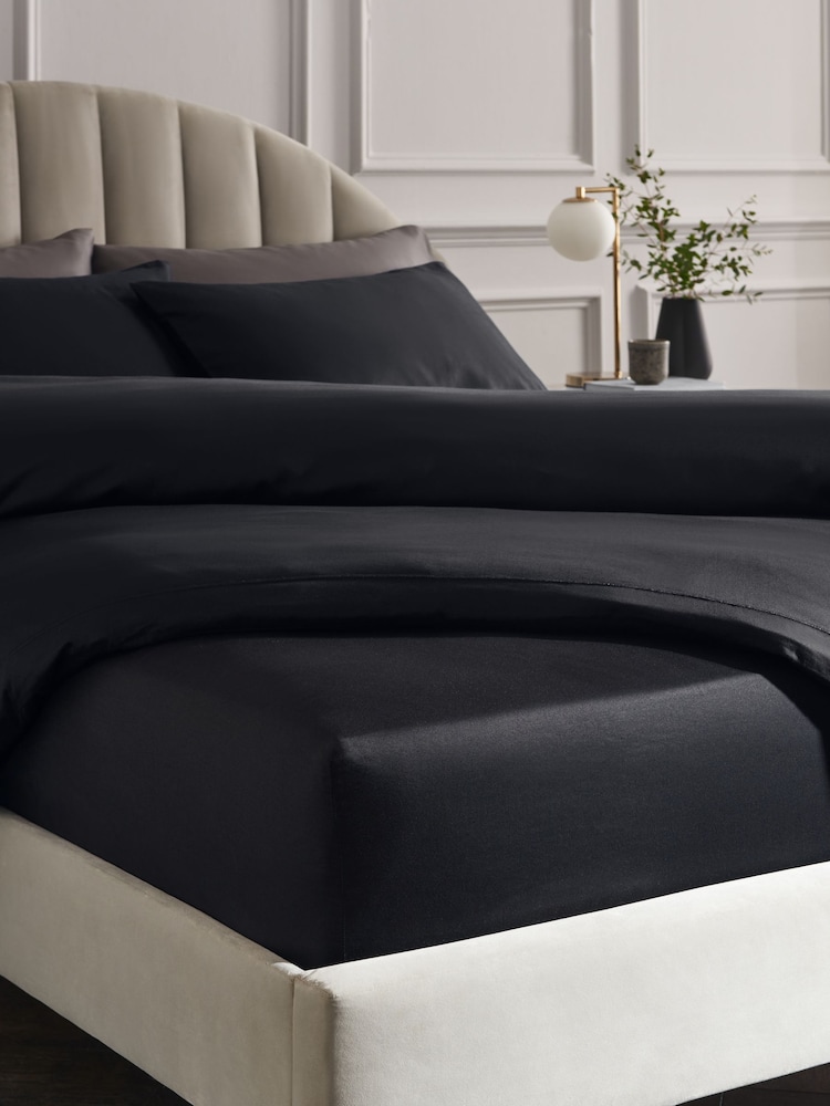 Black 300 Thread Count Collection Luxe Cotton Extra Deep Fitted Sheet - Image 1 of 2