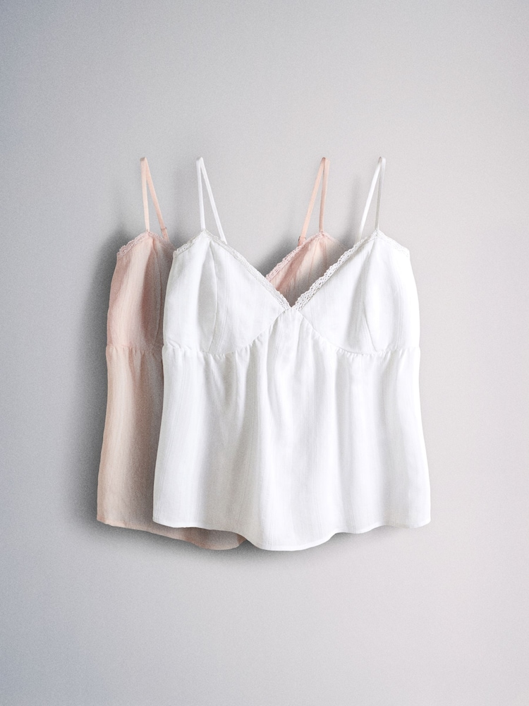 The Set 2 Pack Strappy Swing Cami Vest Pink/White - Image 1 of 5 The Set 2 Pack Strappy Swing Cami Vest Pink/White - Image 1 of 5