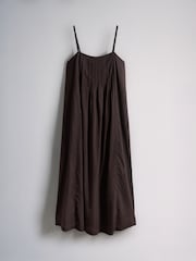 The Set 2 Pack Cotton Strappy Pleat Front Maxi Dresses Pink/Brown - Image 3 of 11