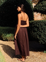 The Set 2 Pack Cotton Strappy Pleat Front Maxi Dresses Pink/Brown - Image 7 of 11
