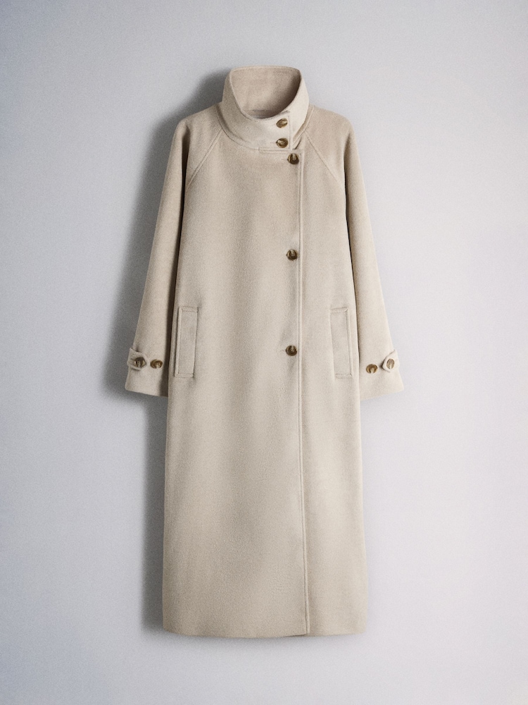 The Set Funnel Neck Coat Oatmeal - Image 1 of 3