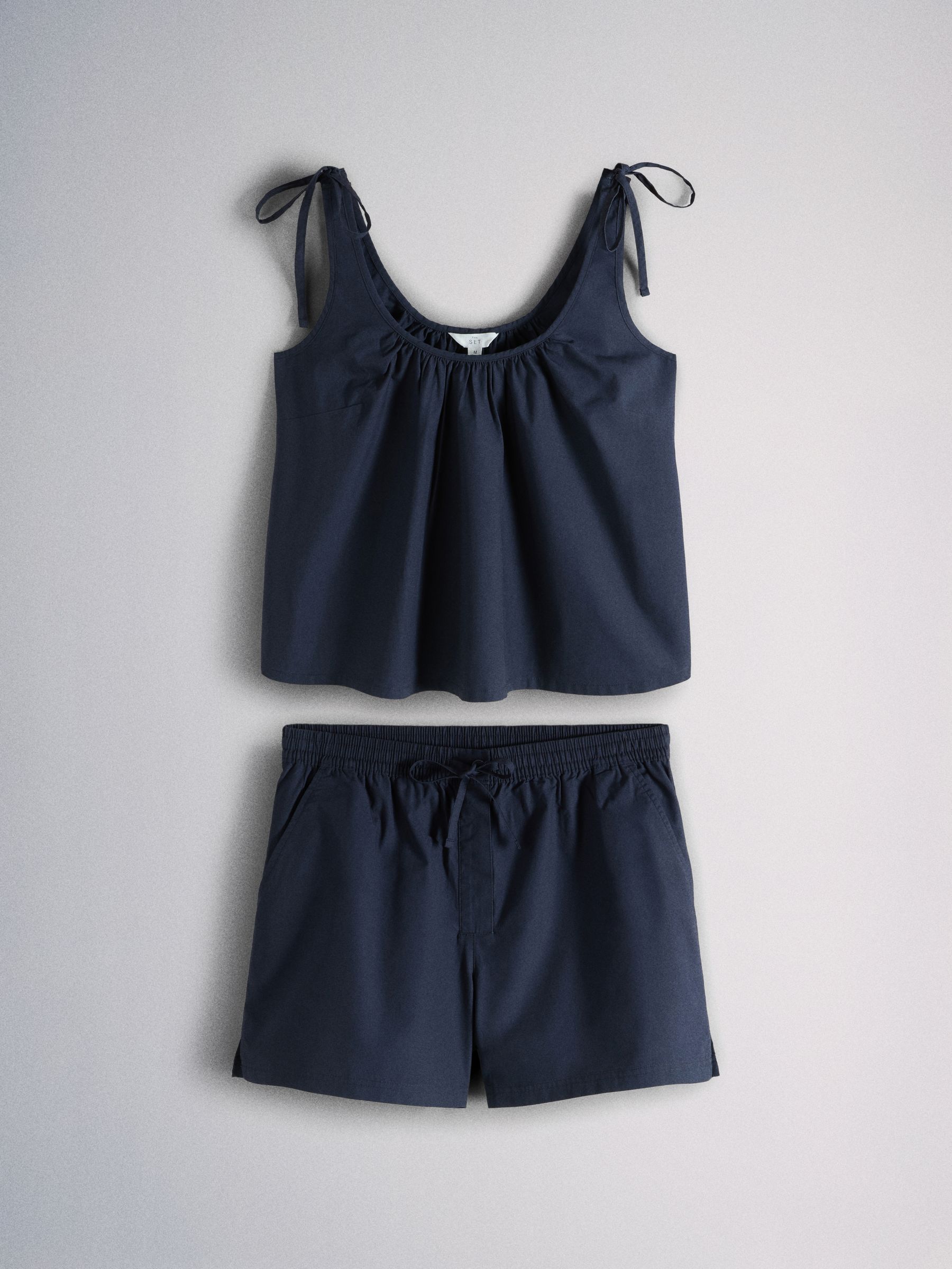 The Set Tie Shoulder Top and Short Set Navy