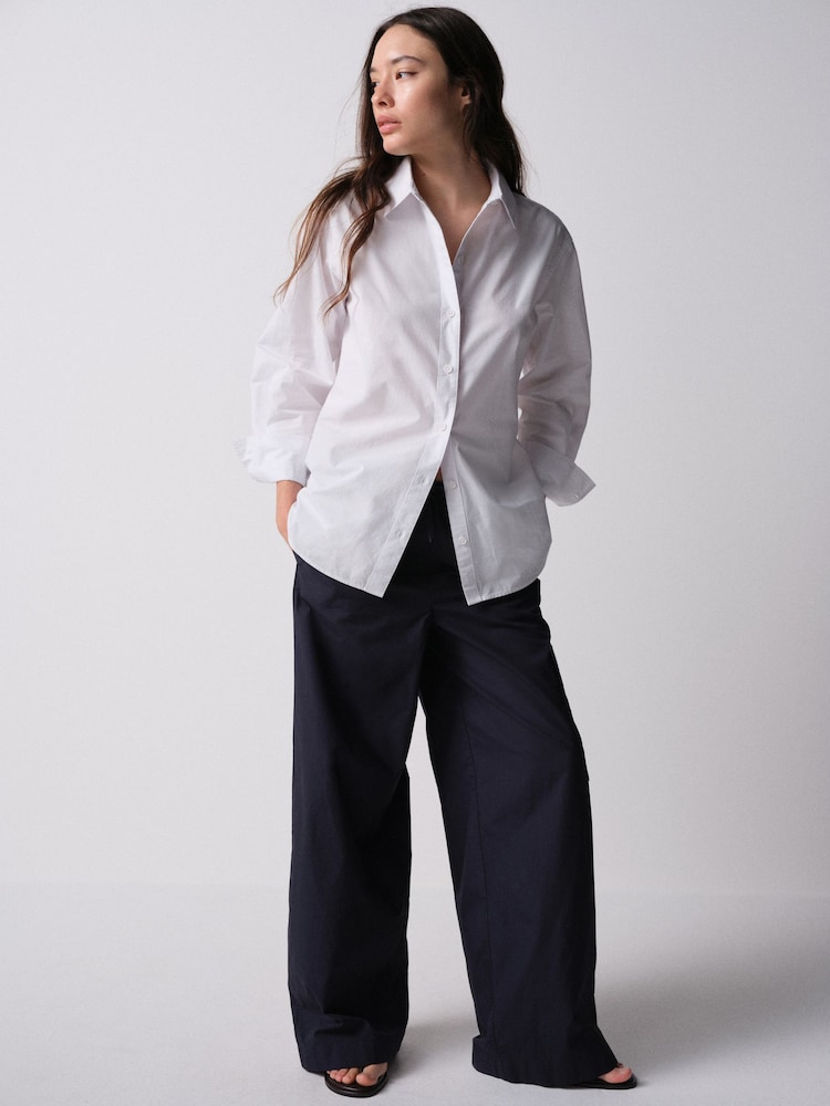 The Set 2 Pack Wide Leg Utility Trousers Navy Blue/White - Image 2 of 10