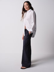 The Set 2 Pack Wide Leg Utility Trousers Navy Blue/White - Image 4 of 10