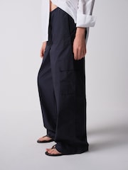 The Set 2 Pack Wide Leg Utility Trousers Navy Blue/White - Image 5 of 10