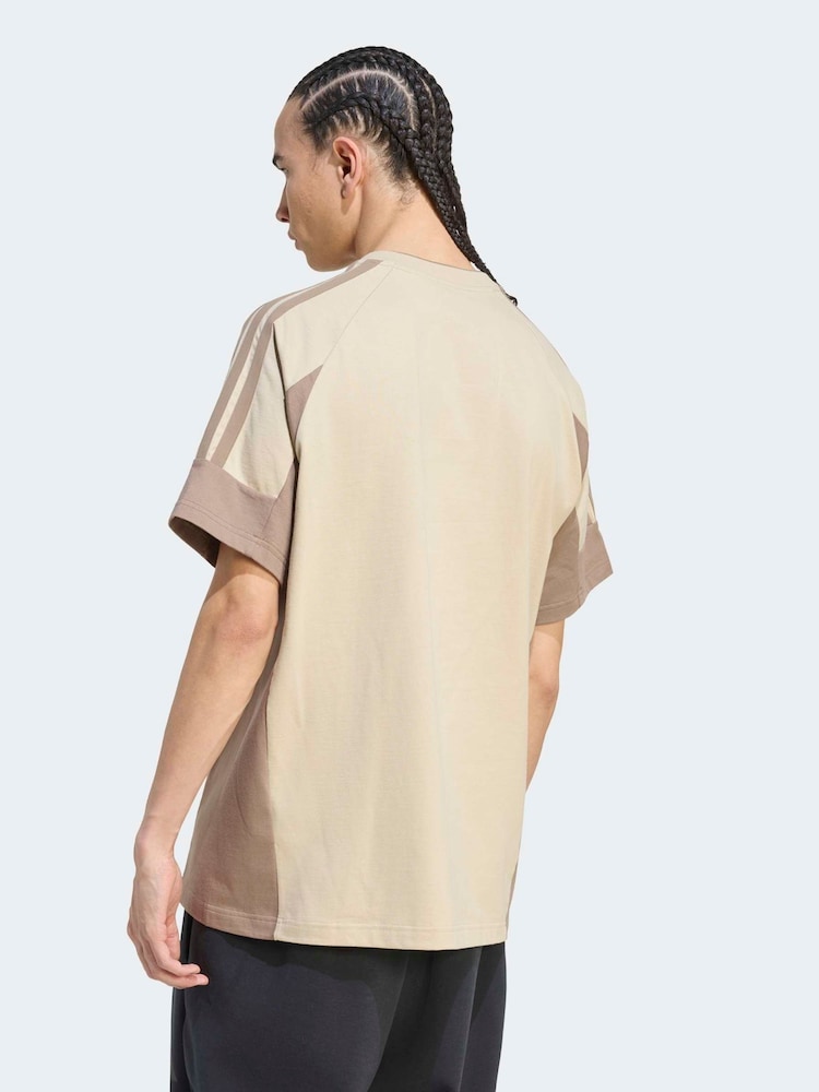 adidas Beige Lux Tiro Script Graphic T-Shirt - Image 2 of 6