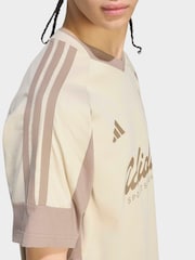 adidas Beige Lux Tiro Script Graphic T-Shirt - Image 3 of 6