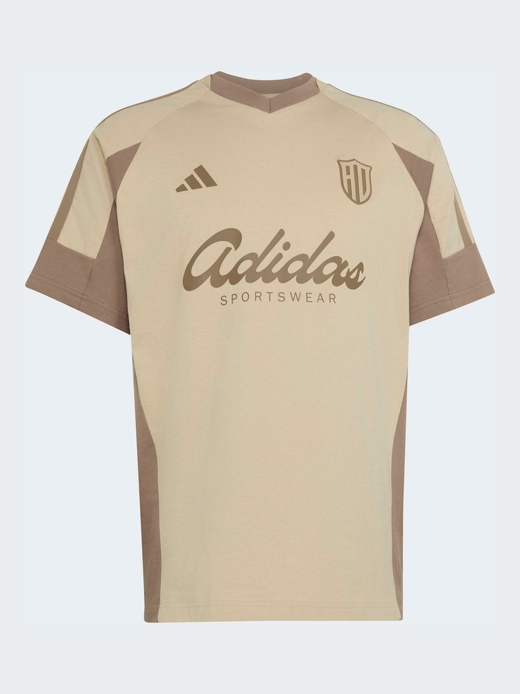 adidas Beige Lux Tiro Script Graphic T-Shirt - Image 6 of 6